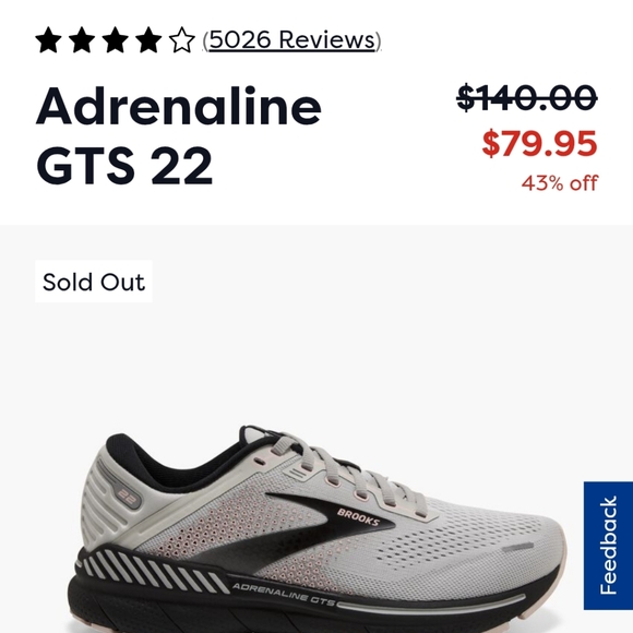 Brooks Adrenaline GTS 22 Light Gray and Black Running Shoes Sz 11 - Picture 7 of 9